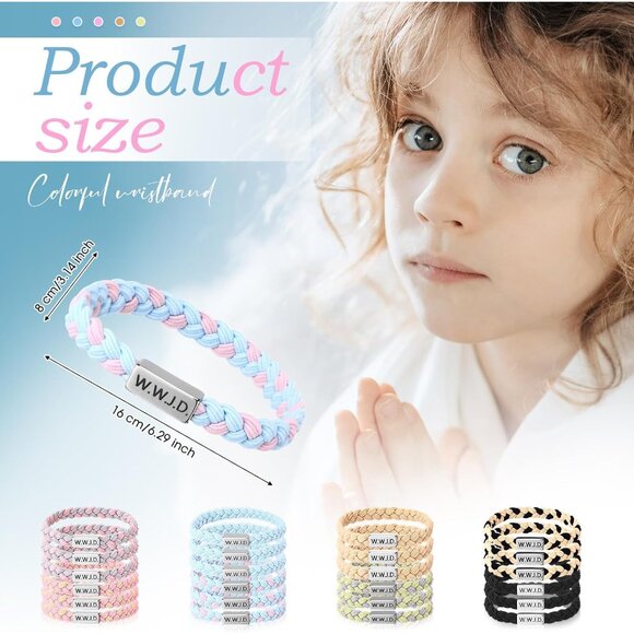 24 Pcs WWJD Christian Faith Braided Wristbands, Adjustable, Durable Material - Picture 2 of 7